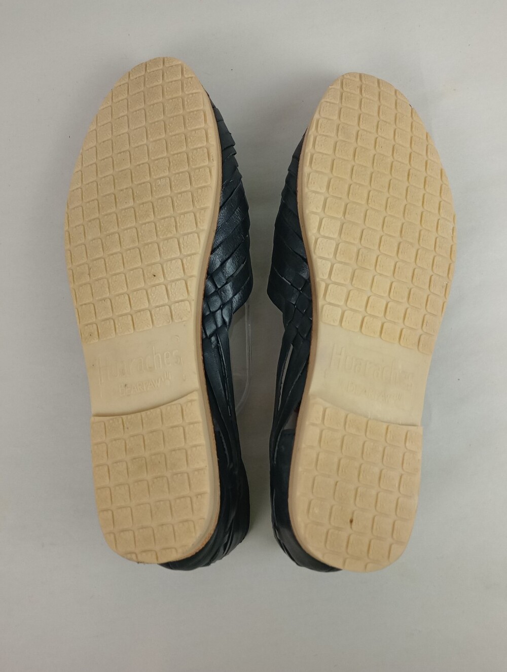 Huaraches by Bearpaw Womens 9 Black‎ Tan Leather Slip On Flat Sandals Shoes - Picture 9 of 10